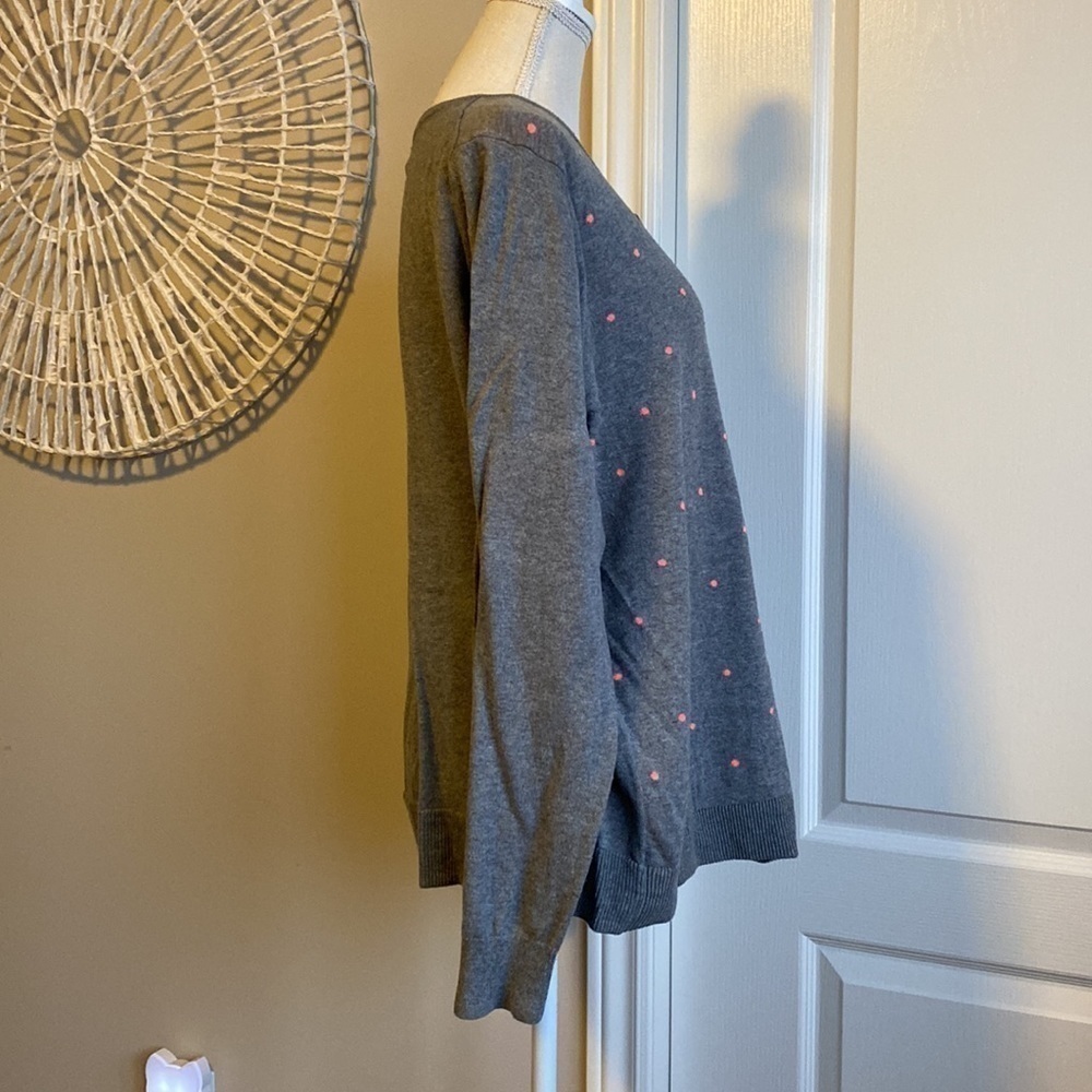 Old Navy - Adorably Sweet Grey Cardigan with Pink Polka Dots - Picture 2 of 10